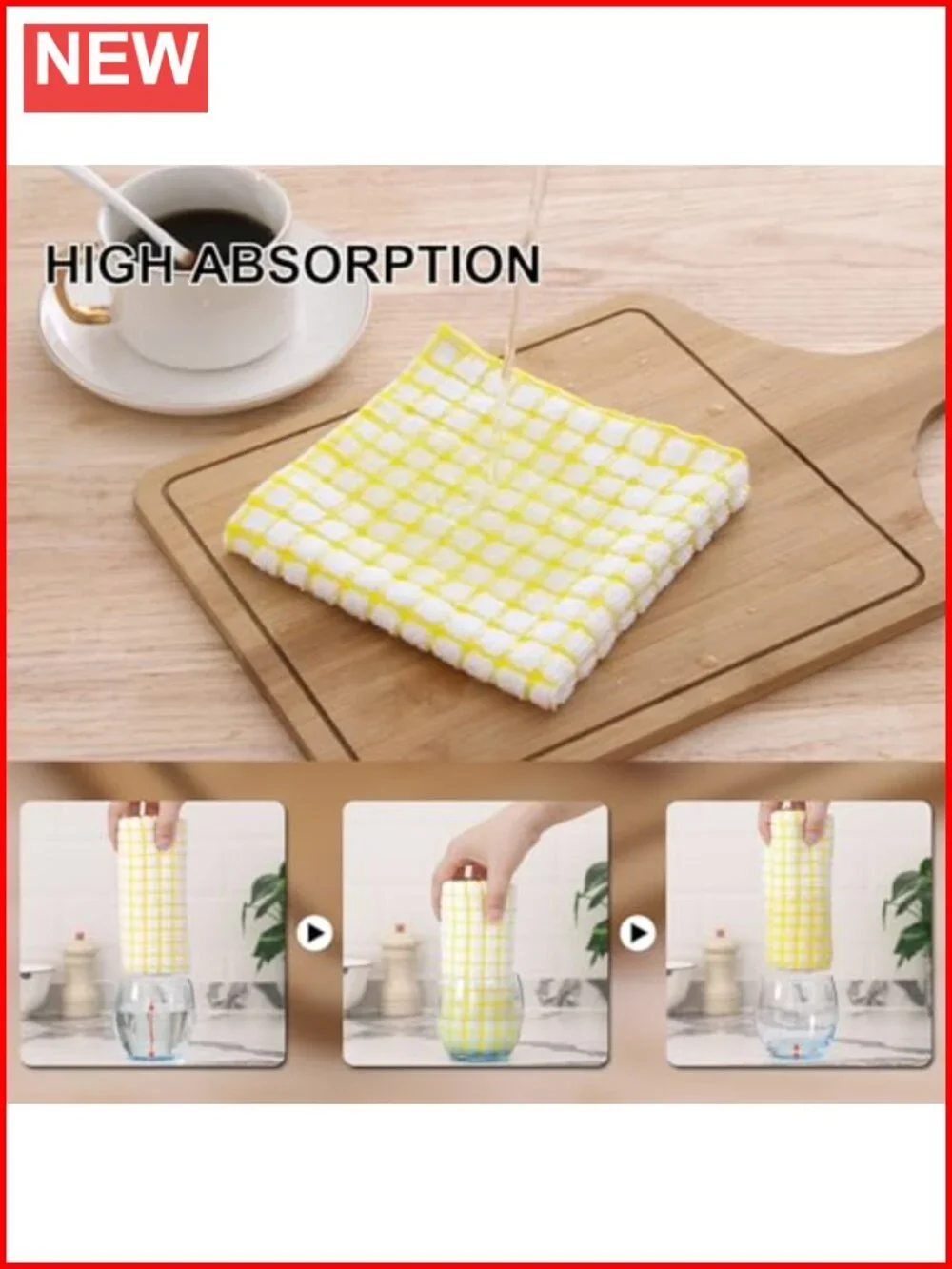 Cotton 8 Pack Terry Kitchen Dish Cloths Plaid Absorbent Washable 12x12